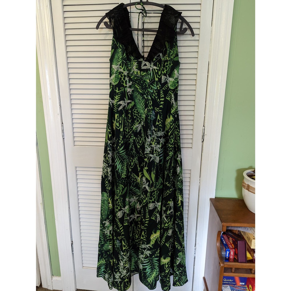 NWT Foxiedox x Anthropologie Green Multicolor Ruffle Maxi Dress